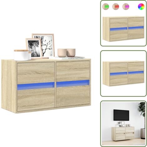 Armadio con cassetti - vidaXL Mobile TV a Parete con Luci LED Rovere Sonoma 80x31x45 cm - Armadio salvaspazio