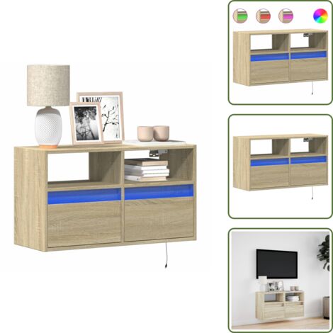 Armadio con cassetti - vidaXL Mobile TV a Parete con Luci LED Rovere Sonoma 80x31x45 cm - Armadio salvaspazio