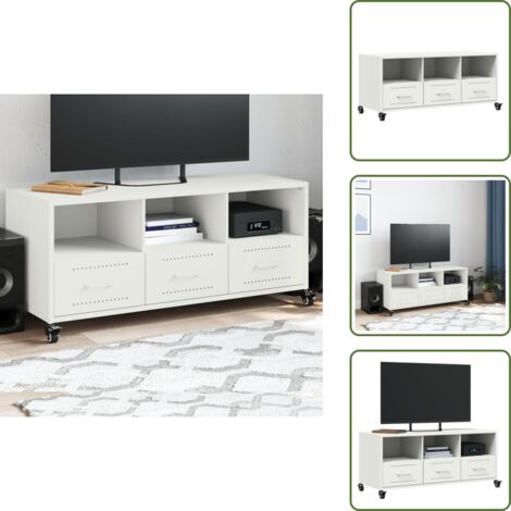 Armadio con cassetti - vidaXL Mobile TV Bianco 100,5x39x43,5 cm in Acciaio - Armadio con ripiani
