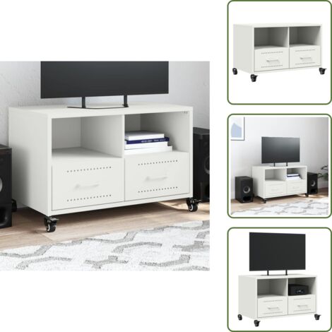 Armadio con cassetti - vidaXL Mobile TV Bianco 68x39x43,5 cm in Acciaio - Armadio con ripiani