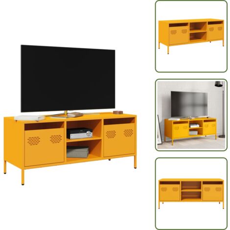 Armadio con cassetti - vidaXL Mobile TV Giallo Senape 101,5x39x43,5 cm in Acciaio - Armadio con scomparti