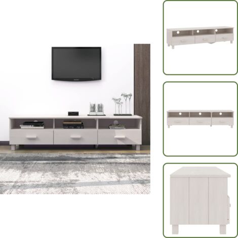 Armadio con cassetti - vidaXL Mobile TV HAMAR Bianco 158x40x40 cm in Legno Massello di Pino - Armadio con scomparti