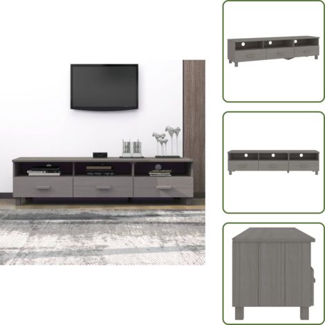 Armadio con cassetti - vidaXL Mobile TV HAMAR Grigio Chiaro 158x40x40 cm in Legno di Pino - Armadio con scomparti