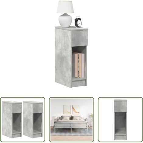Armadio con cassetto -  Comodini con Cassetto 2 pz Grigio Cemento 20x36x60 cm
