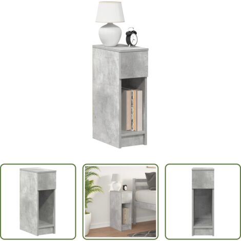 Armadio con cassetto -  Comodino con Cassetto Grigio Cemento 20x36x60 cm