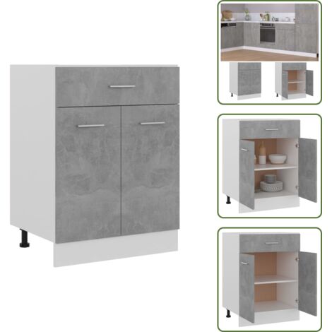 Armadio con cassetto - vidaXL Armadio Inferiore Cassetto Grigio Cemento 60x46x81,5Multistrato - Armadio con ripiani