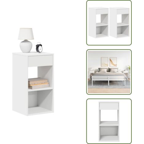 Armadio con cassetto - vidaXL Comodini con Cassetto 2 pz Bianchi 35x34x66,5 cm - Comodino per camera da letto