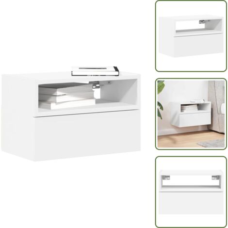 Armadio con cassetto - vidaXL Comodino a Parete Bianco 45x26x28,5 cm - Comodino con vano aperto