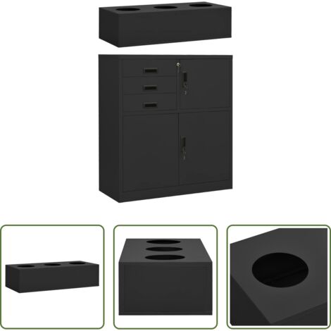 Armadio con fioriera -  Armadio Ufficio con Fioriera Antracite 90x40x125 cm in Acciaio