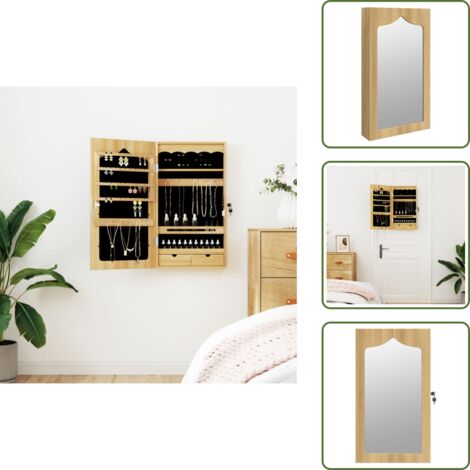 Armadio con ganci - vidaXL Armadio Portagioie con Specchio a Muro 37,5x10x67 cm - Armadio con ripiani
