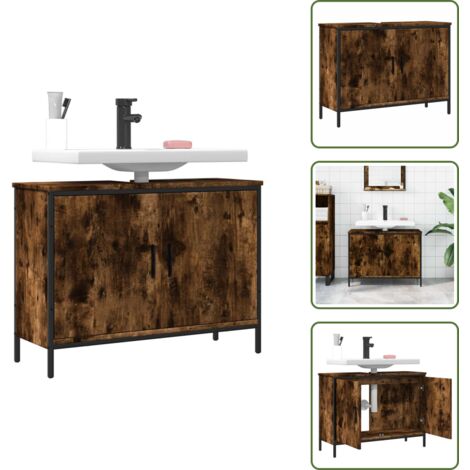 Armadio con lavabo - vidaXL Mobile Lavabo Bagno Rovere Fumo 80x30x60 cm Legno Multistrato - Armadio in legno