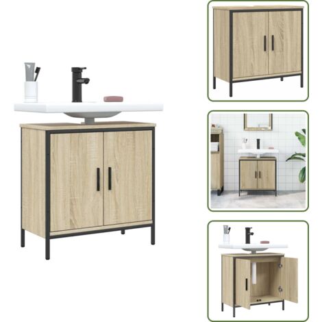 Armadio con lavabo - vidaXL Mobile Lavabo Bagno Rovere Sonoma 60x30x60 cm Legno Multistrato - Armadio in legno