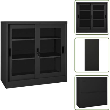 Armadio con lucchetto - vidaXL Armadio con Ante Scorrevoli Antracite 90x40x90 cm in Acciaio - Armadio per ufficio