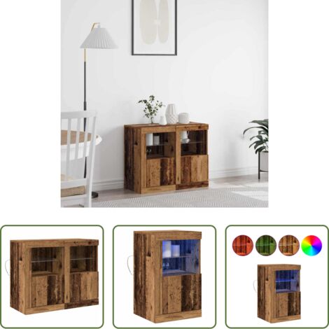 Armadio con luci RGB -  Madia LED 2 pcs Legno vecchio 41 x 37 x 67 cm Legno multistrato