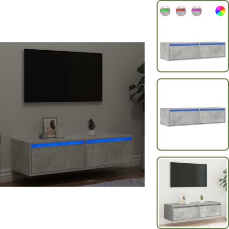 Armadio con luci RGB - vidaXL Mobile Porta TV con Luci LED Grigio Cemento 100X35,5x25 cm - Armadio TV con spazio per oggetti