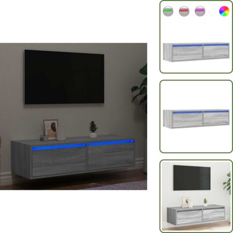 Armadio con luci RGB - vidaXL Mobile Porta TV con Luci LED Grigio Sonoma 100X35,5x25 cm - Armadio TV con LED