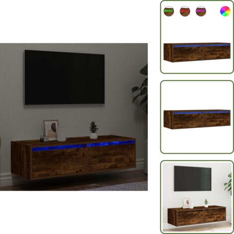 Armadio con luci RGB - vidaXL Mobile Porta TV con Luci LED Rovere Fumo 100X35,5x25 cm - Armadio TV con luci LED