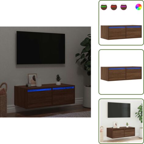 Armadio con luci RGB - vidaXL Mobile Porta TV con Luci LED Rovere Marrone 75x35,5x25 cm - Armadio TV con spazio per oggetti