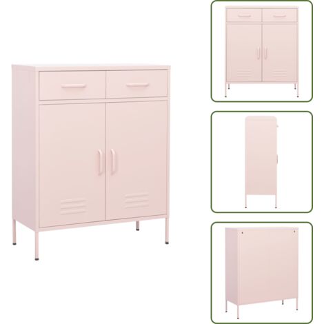 Armadio con mensola regolabile - vidaXL Armadietto Rosa 80x35x101,5 cm in Acciaio - Armadio con guide a sfera