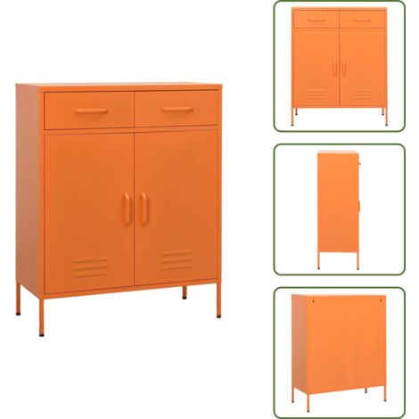 Armadio con mensola - vidaXL Armadietto Arancione 80x35x101,5 cm in Acciaio - Armadio con guide a sfera