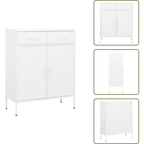 Armadio con mensola - vidaXL Armadietto Bianco 80x35x101,5 cm in Acciaio - Armadio con guide a sfera