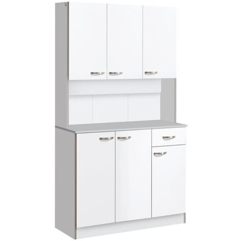 ARMADIO CON PENSILI DA CUCINA IN LEGNO BIANCO 101 X 39 X 180 CM