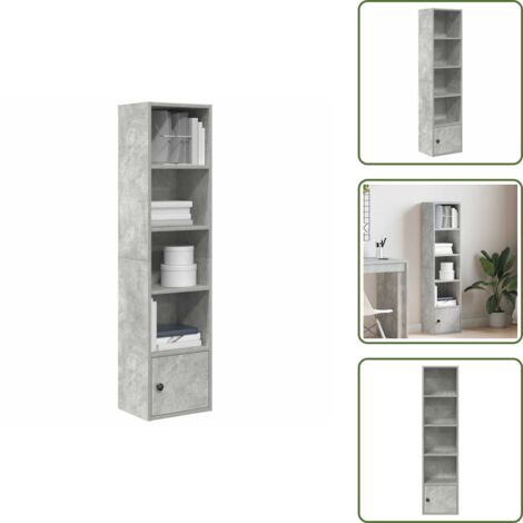 Armadio con porta - vidaXL Libreria Grigio Cemento 31x24x127 cm in Legno Multistrato - Archiviazione libri