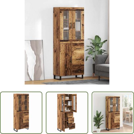 Armadio con porte -  Credenza 2 pcs Legno vecchio Legno Stratificato e Vetro