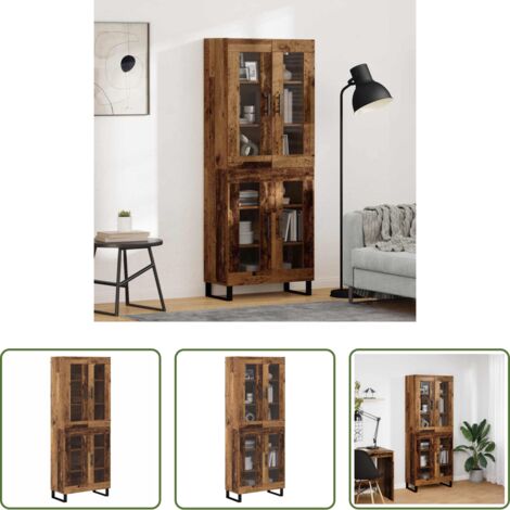 Armadio con porte -  Credenza 2 pcs Legno vecchio Legno Stratificato e Vetro