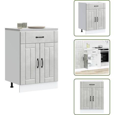 Armadio con porte - vidaXL Base da Cucina Lucca Grigio Cemento in Legno Multistrato - Armadio con piedini regolabili