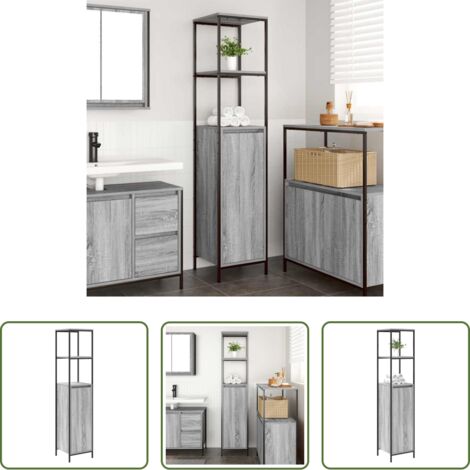 Armadio con ripiani -  Mobile da Bagno con Ripiani Grigio Sonoma 36x35x165 cm