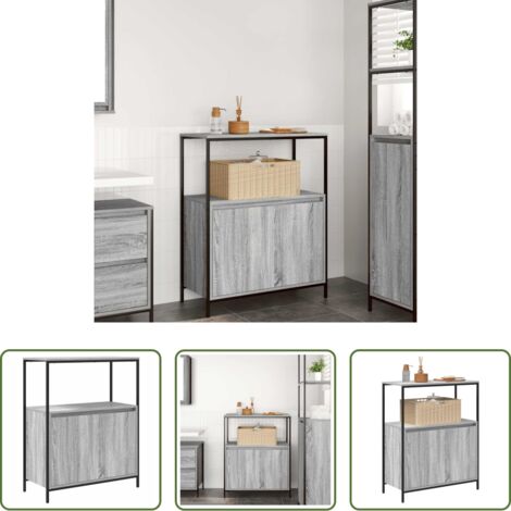 Armadio con ripiani -  Mobile da Bagno con Ripiani Grigio Sonoma 76,5x35x95 cm