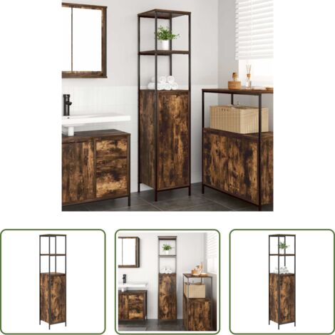 Armadio con ripiani -  Mobile da Bagno con Ripiani Rovere Fumo 36x35x165 cm