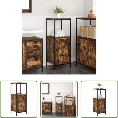 Armadio con ripiani -  Mobile da Bagno con Ripiani Rovere Fumo 36x35x95 cm