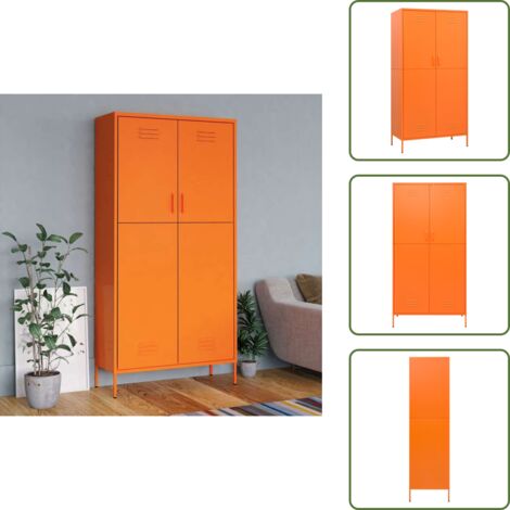 Armadio con ripiani regolabili - vidaXL Armadio Arancione 90x50x180 cm in Acciaio - Armadio con scomparto per appendere