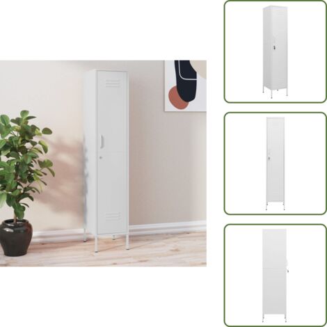Armadio con ripiani regolabili - vidaXL Armadio Bianco 35x46x180 cm in Acciaio - Armadio con serratura