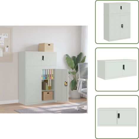 Armadio con ripiani regolabili - vidaXL Armadio Classificatore Grigio Chiaro 90x40x130 cm in Acciaio - Armadio con serratura