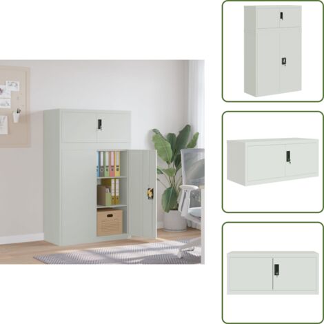 Armadio con ripiani regolabili - vidaXL Armadio Classificatore Grigio Chiaro 90x40x145 cm in Acciaio - Armadio con serratura