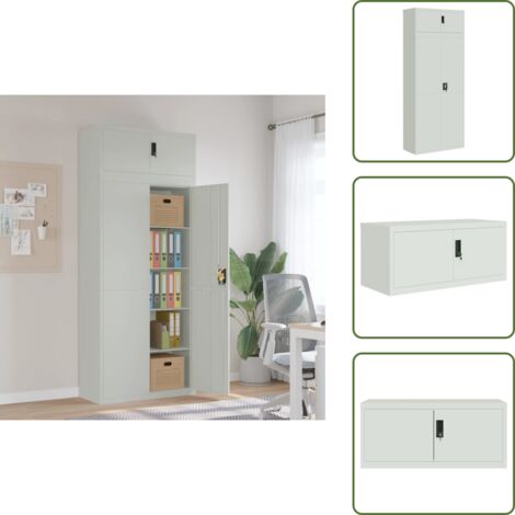 Armadio con ripiani regolabili - vidaXL Armadio Classificatore Grigio Chiaro 90x40x220 cm in Acciaio - Armadio con serratura