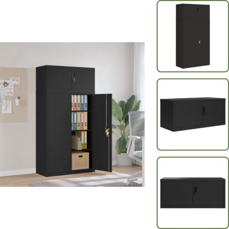 Armadio con ripiani regolabili - vidaXL Armadio Classificatore Nero 90x40x180 cm in Acciaio - Armadio con serratura