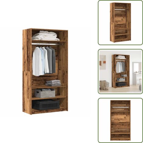Armadio con ripiani - vidaXL Armadio Legno Antico 100x50x200 cm in Legno Multistrato - Armadio per abiti