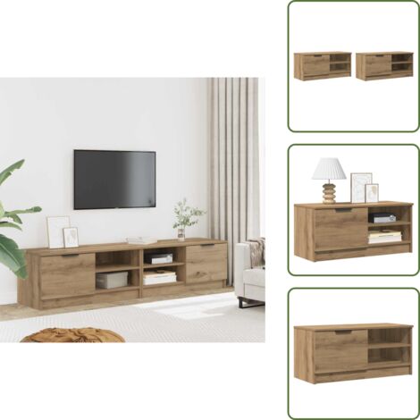 Armadio con ripiani - vidaXL Mobili Porta TV 2 pz Rovere Artigianale 80x35x36,5cm Truciolato - Armadio con ante