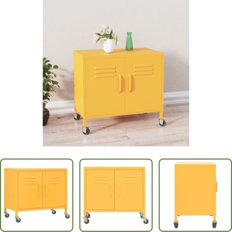 Armadio con ripiano regolabile -  Armadietto Giallo Senape 60x35x56 cm in Acciaio