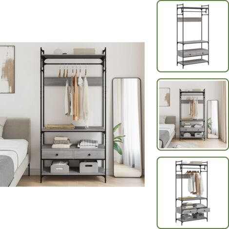 Armadio con ripiano superiore - vidaXL Armadio Cassetti Grigio Sonoma 89x39x184,5 cm Legno Multistrato - Armadio con cassetti per vestiti