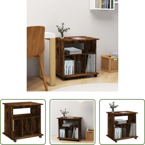 Armadio con ruote -  Armadietto con Ruote Rovere Fumo 60x45x60 cm Legno Multistrato