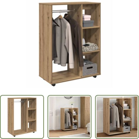 Armadio con ruote -  Armadio Rovere Artigianale 80x40x110 cm in Legno Multistrato