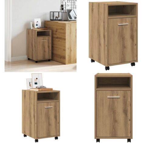 Armadio con Ruote Rovere Artigianale 33x38x60 cm in Truciolato - Credenza con cassetto - Armadio in truciolato