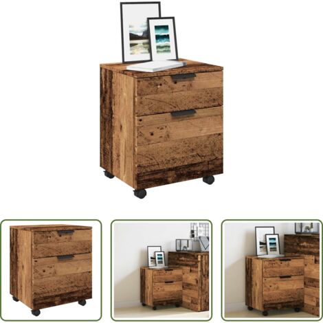 Armadio con ruote -  Schedario con Ruote Legno Antico 45x38x54 cm Legno Multistrato