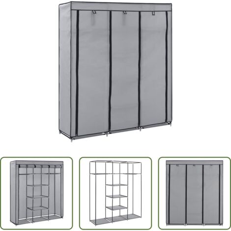 Armadio con scomparti - Armadio con Scomparti e Aste Grigio 150x45x175 cm in Tessuto