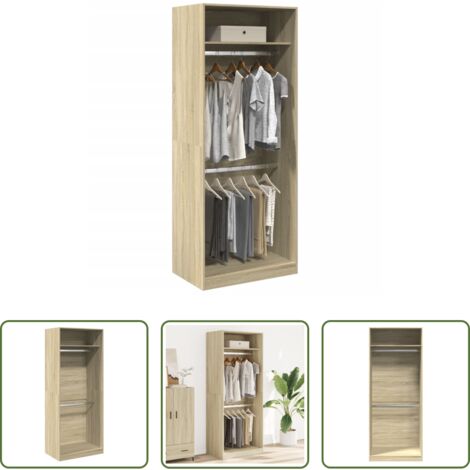 Armadio con scomparti -  Armadio Rovere Sonoma 80x50x200 cm in Legno Multistrato